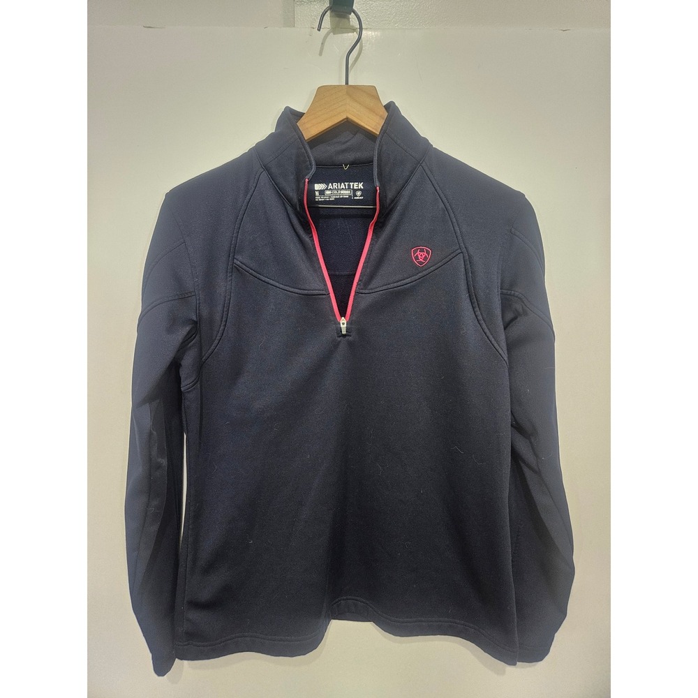 Ariat Women Navy Blue AriatTEK Cold Series Quarter Zip Fleece Pullover M